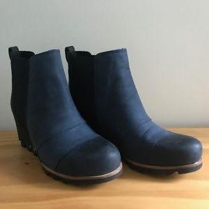 Sorel LEA wedge women 7.5 Waterproof Black/ Navy